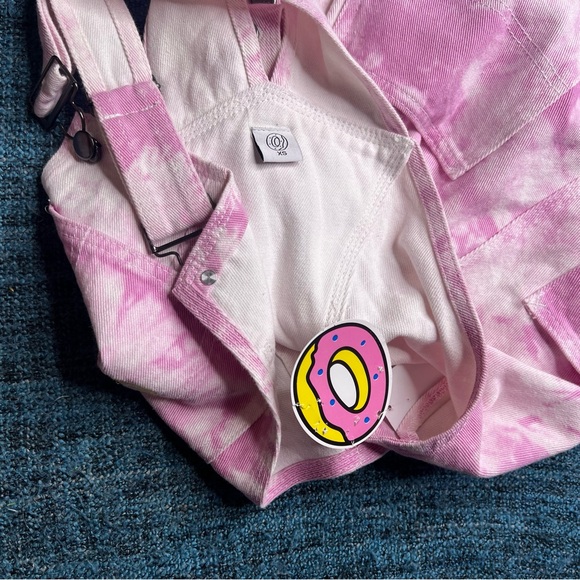 Odd Future Tie Dye Overalls Shortalls in Pink White - Picture 4 of 8